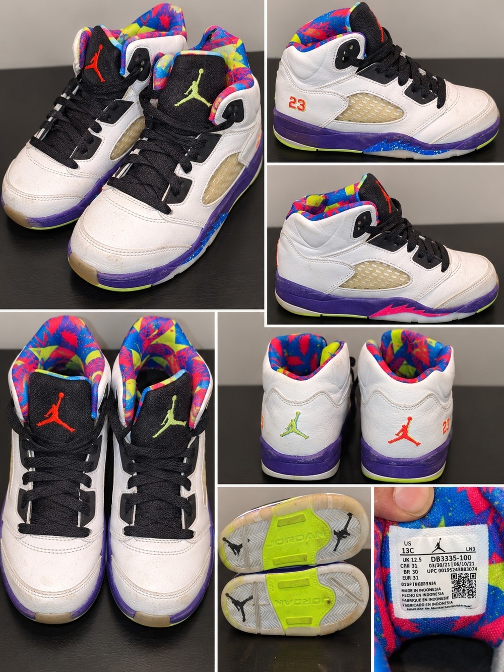 Jordan Kids White Multicolor Retro Basketball Sneakers
